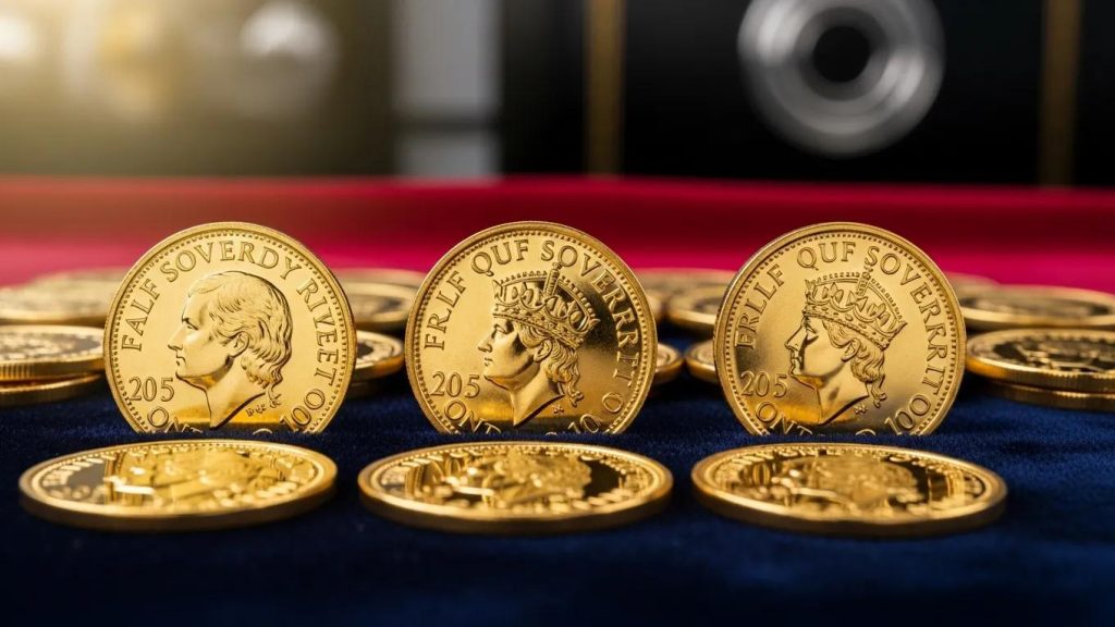 British sovereign gold coins showcasing 22ct gold content, symbolizing value and selling potential