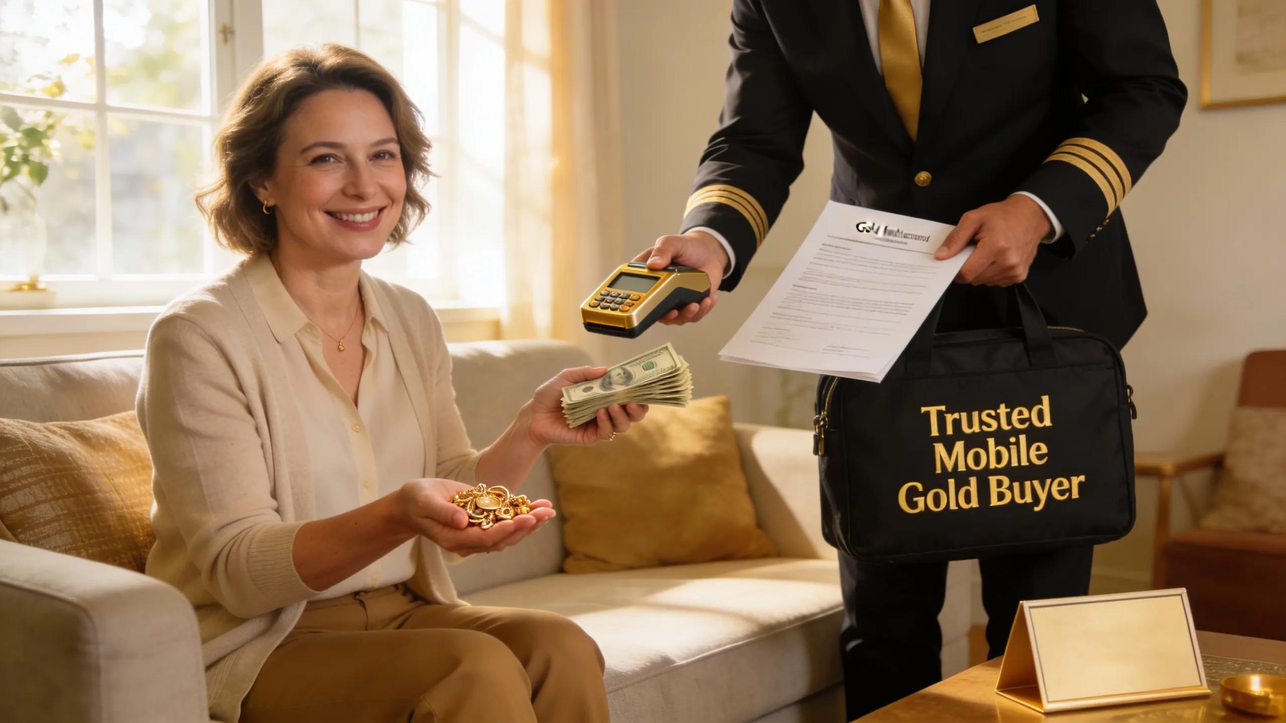 Happy customer receiving cash for gold from a trusted buyer in North Adelaide