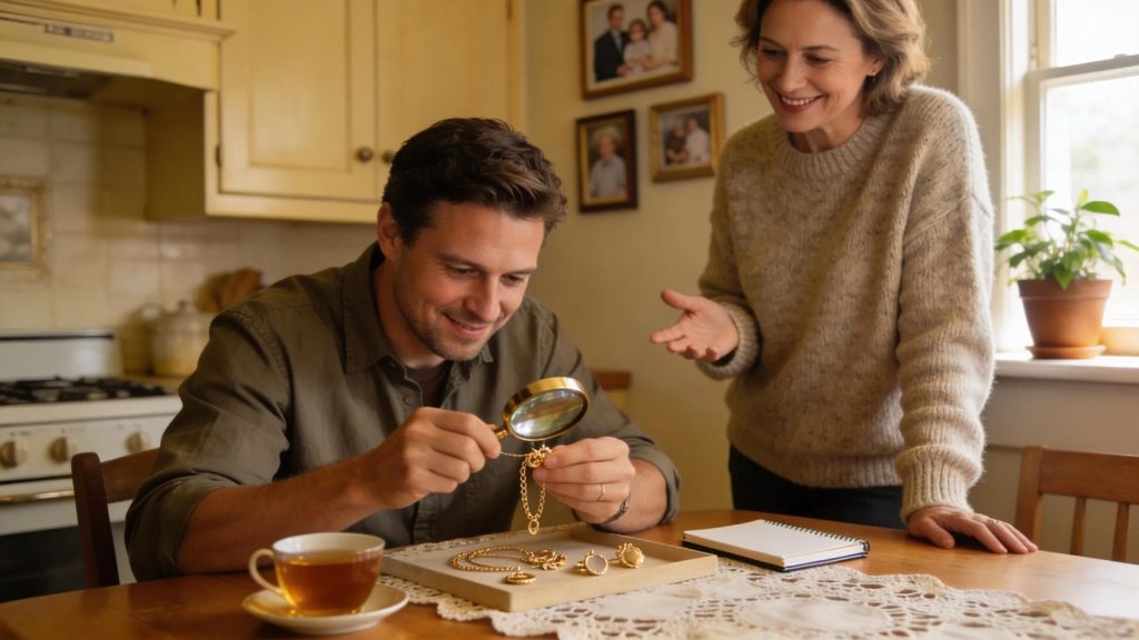 Family-run mobile gold buyer conducting a gold valuation in a Unley home