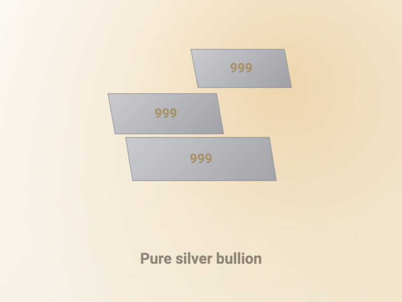 Pure silver bullion bars